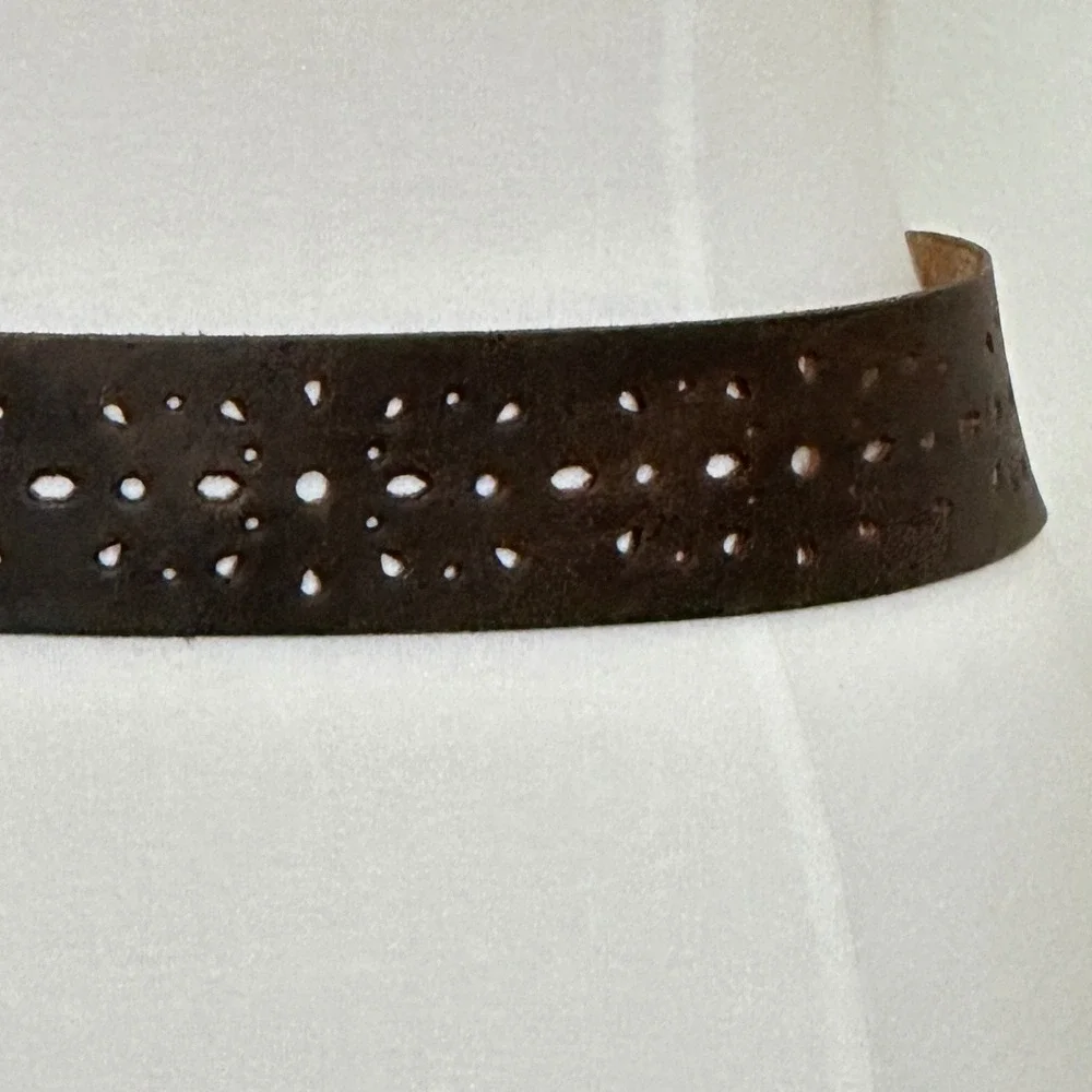 Vintage Boho Western Olga Santini Womens Belt M Brown Italian Leather Cowgirl